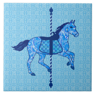 Carousel Horse - Cobalt und Sky Blue Fliese