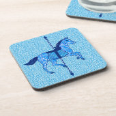 Carousel Horse - Cobalt und Sky Blue Getränkeuntersetzer (Linke Seite)