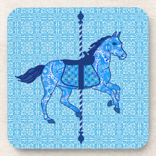 Carousel Horse - Cobalt und Sky Blue Getränkeuntersetzer