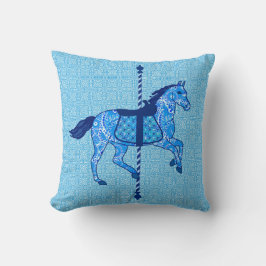 Carousel Horse - Cobalt und Sky Blue Kissen