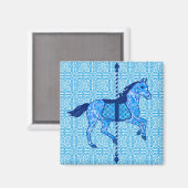 Carousel Horse - Cobalt und Sky Blue Magnet (Vorderseite/Rückseite)