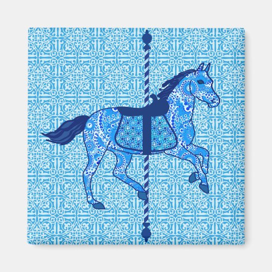 Carousel Horse - Cobalt und Sky Blue Magnet (Vorne)