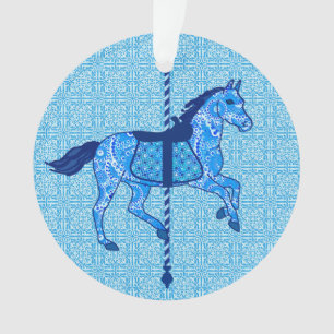 Carousel Horse - Cobalt und Sky Blue Ornament