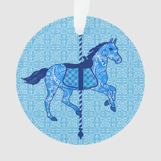 Carousel Horse - Cobalt und Sky Blue Ornament (Vorderseite)