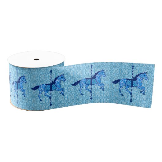 Carousel Horse - Cobalt und Sky Blue Ripsband (Spule)