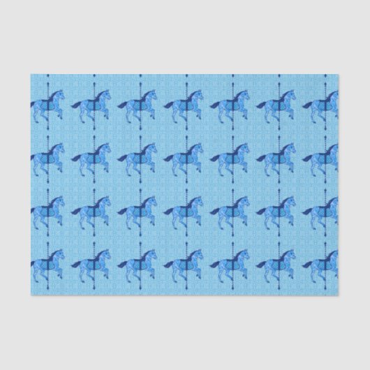 Carousel Horse - Cobalt und Sky Blue Seidenpapier (Vorderseite)