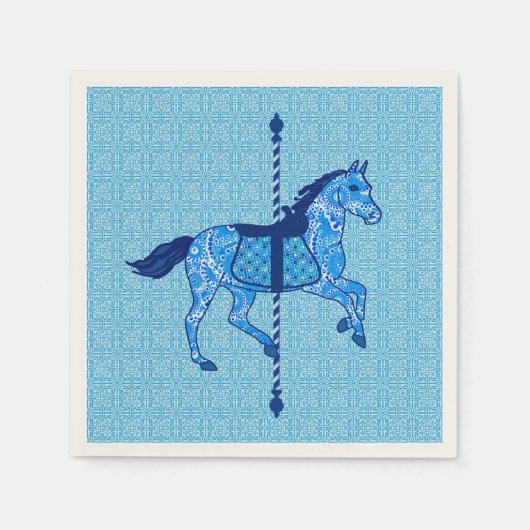 Carousel Horse - Cobalt und Sky Blue Serviette (Vorderseite)