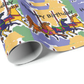 Carousel Horse Folk Art Birthday Gift Wrap Geschenkpapier (Rolleneckpunkt)