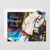 Carousel Horse Foto Live Laugh Liebe Script Bold Postkarte (Vorne/Hinten)