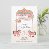 Carousel Horse Go Round First Birthday Invitation Einladung (Stehend Vorderseite)