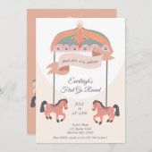 Carousel Horse Go Round First Birthday Invitation Einladung (Vorne/Hinten)