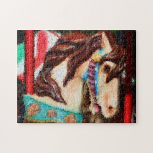 Carousel Horse Impressionist Malerei Puzzle (Horizontal)