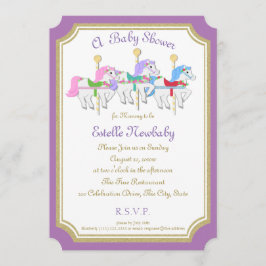 Carousel Horse Lila Baby Dusche Einladung