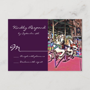 Carousel Horse Lila Carnival Wedding RSVP Cards