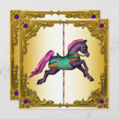 Carousel Horse Lila Pony Geburtstagsparty Einladung (Vorne/Hinten)