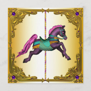 Carousel Horse Lila Pony Geburtstagsparty Einladung