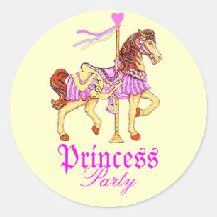 Carousel Horse Princess Party Runder Aufkleber