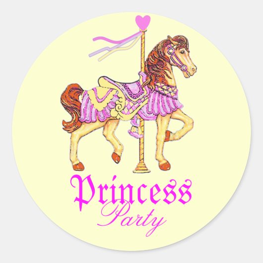 Carousel Horse Princess Party Runder Aufkleber (Vorderseite)