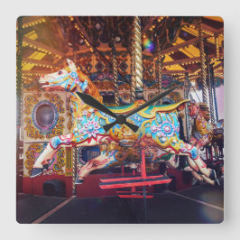 Carousel Horse Quadratische Wanduhr