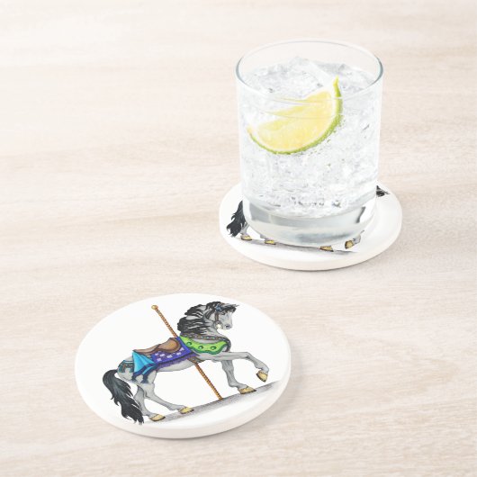 Carousel Horse Sandstein Untersetzer (Seite)