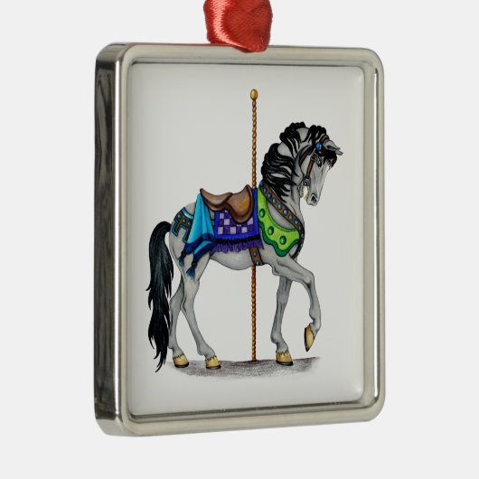 Carousel Horse Silbernes Ornament (Rechts)