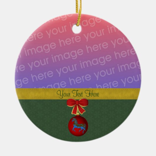 Carousel Horse Weihnachtsfest Foto Keramikornament (Vorne)