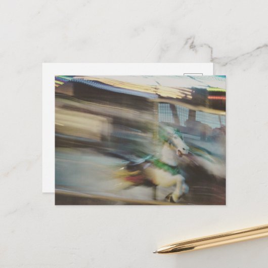 Carousel Horses Summer Days at the Fair Abstract Postkarte (Vorderseite/Rückseite Beispiel)