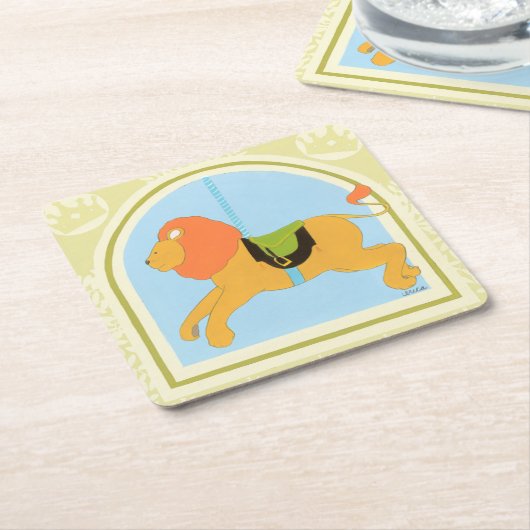 Carousel Lion von June Erica Vess Rechteckiger Pappuntersetzer (angewinkelt)