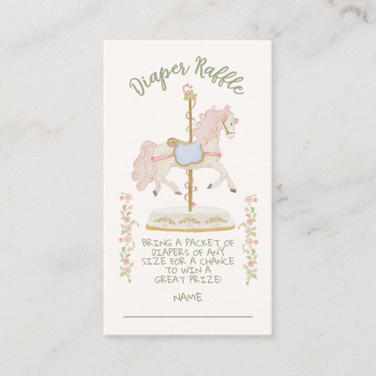 Carousel Merry-go-round Diaper Raffle Begleitkarte (Vorderseite)