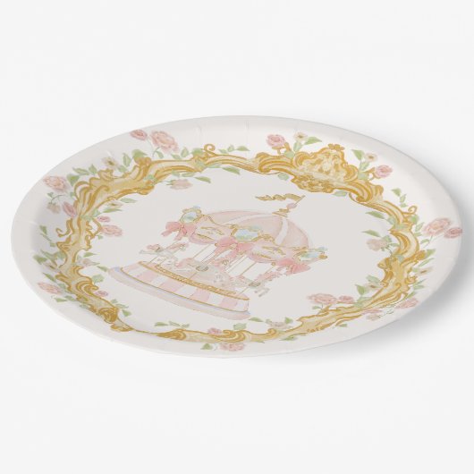 Carousel Merry-go-round-Party Pappteller (Schrägansicht)