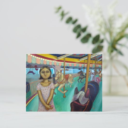 Carousel - Original Malerei von Lora Shelley Postkarte (Stehend Vorderseite)
