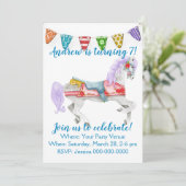 Carousel Pferd Custom Geburtstag Einladung (Stehend Vorderseite)