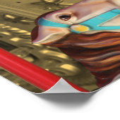 Carousel Pferd in Mirror Sepia teilweise Farbe Poster (Ecke)