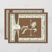 Carousel Pferde Babydusche Einladung (Vorne/Hinten)