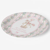 Carousel Pink First Birthday Pappteller (Schrägansicht)