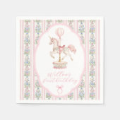 Carousel Pink First Birthday Serviette (Vorderseite)