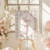 Carousel Pink First Birthday Welcome Poster