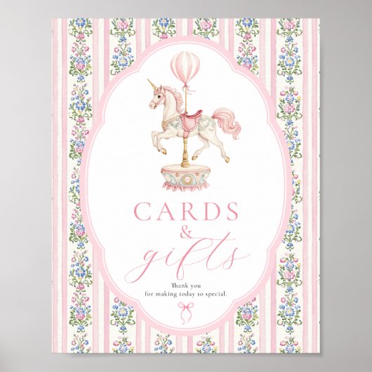 Carousel Pink Karten und Geschenke Unterschrift Poster (Vorne)