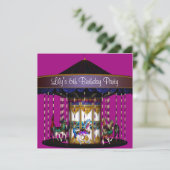 Carousel Ponies Girls 6. Geburtstagsparty Einladung (Stehend Vorderseite)