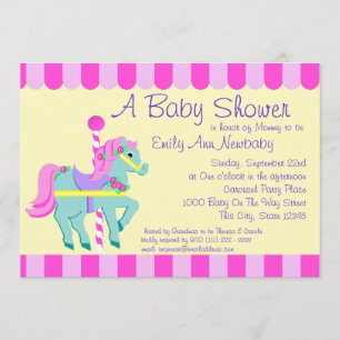 Carousel Pony Baby Dusche Einladung