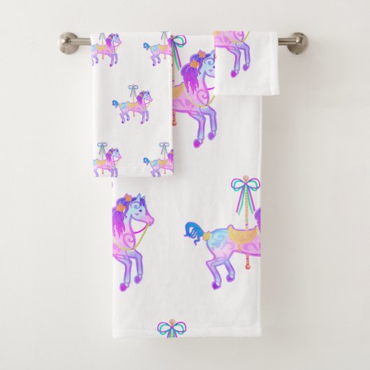 Carousel Pony Bath Towel Set (Insitu)