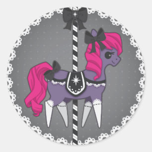 Carousel Pony - Gothic Lolita Runder Aufkleber