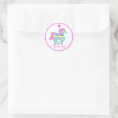 Carousel Pony Pink Runder Aufkleber (Tasche)