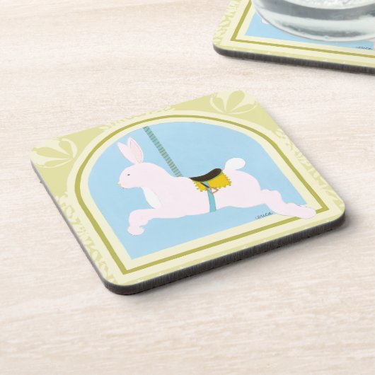 Carousel Rabbit von June Erica Vess Getränkeuntersetzer (Linke Seite)