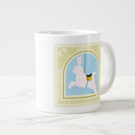 Carousel Rabbit von June Erica Vess Jumbo-Tasse (Vorderseite Rechts)