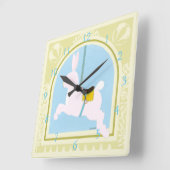 Carousel Rabbit von June Erica Vess Quadratische Wanduhr (Winkel)