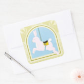 Carousel Rabbit von June Erica Vess Quadratischer Aufkleber (Umschlag)