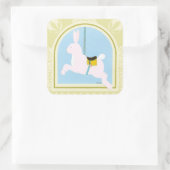 Carousel Rabbit von June Erica Vess Quadratischer Aufkleber (Tasche)