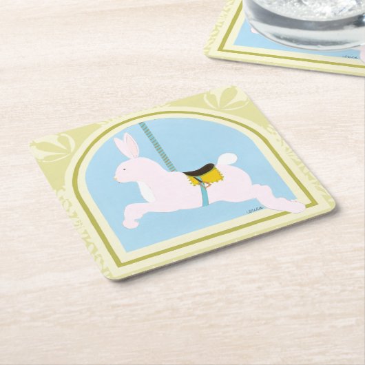 Carousel Rabbit von June Erica Vess Rechteckiger Pappuntersetzer (angewinkelt)
