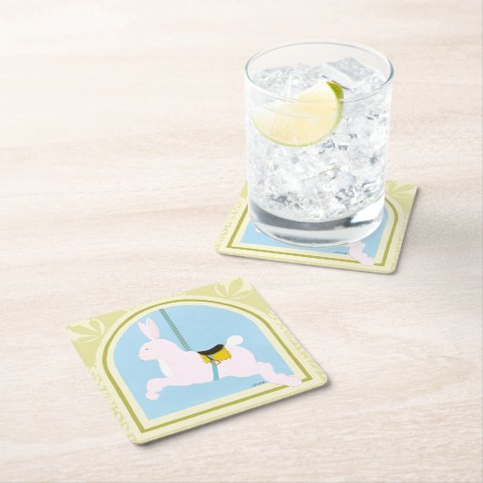 Carousel Rabbit von June Erica Vess Rechteckiger Pappuntersetzer (Vor Ort)